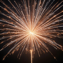 Obraz premium Vibrant multiple fireworks trails converging into a single radiant burst.