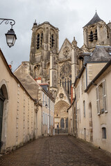 Cathedral seen from the street in Bourges - France