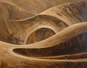 Rolling, eroded sandy hills form arches and valleys