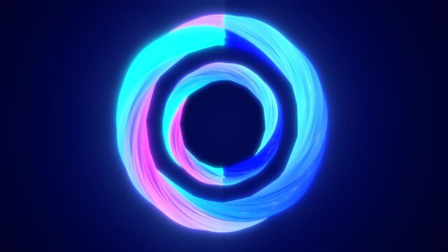 Abstract blue purple energy magic bright glowing spinning ring of lines, background - Powered by Adobe