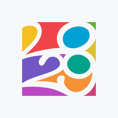 Modern Abstract 2029 Logo. Bold Colorful Numbers for Event or Timeline
