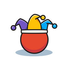 Red ball with Jester Hat. Clown Concept. Isolated Vector Illustration