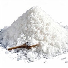 Salt mound beside small wooden spoon
