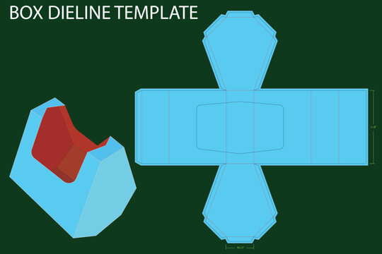 Half circle box 8x3 inch dieline template