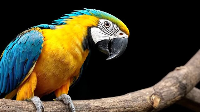 Colorful parrot perched on a branch in a nature setting during daytime in a tropical environment