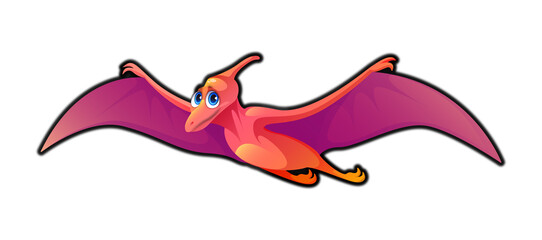 Cute Cartoon Pterodactyl PNG   Flying Dinosaur Illustration © amirdesign31