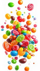 Candy rain! Colorful, various shapes. Isolated. Sweet