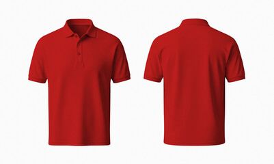 Blank Red Polo Shirt Mockup Front and Back on White Background