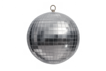 Disco mirror ball on a transparent background, perfect for adding a touch of retro party, celebration, and music themes