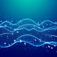 Abstract blue digital wave with flowing particles and light, creating a dynamic and futuristic background for technology and innovation concepts