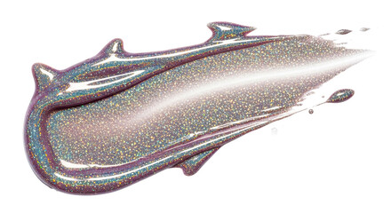 Sparkling glossy smear with shimmering particles over white