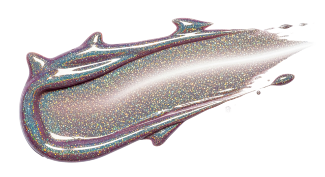 Sparkling glossy smear with shimmering particles over white