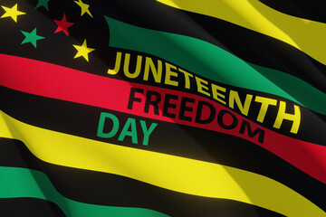 Alternative Juneteenth Flag with text Juneteenth Freedom Day. Since 1865. Banner. 3d-rendering.