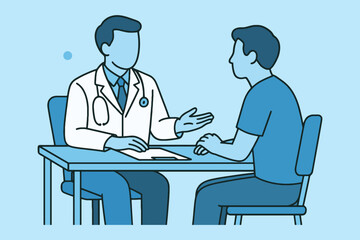 Fototapeta premium Doctor consulting with patient at a desk in a medical office