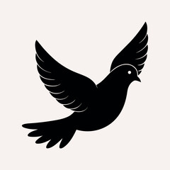 Peaceful dove and eagle flying vector silhouette with wings feathers illustration icon design symbol tattoo nature art