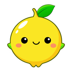 Kawaii Lemon Coloring Page – Cute Citrus Fruit Cartoon Line Art Illustration