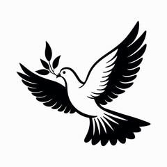 Peaceful dove and eagle flying vector silhouette with wings feathers illustration icon design symbol tattoo nature art
