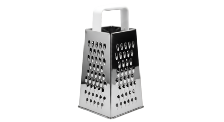 Stainless Steel Box Grater with White Handle Keywords: grater, box grater, kitchen utensil