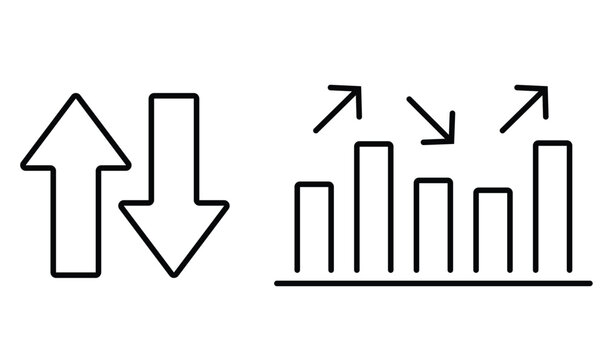 Graph market volatility icons. Chart up and down of stock market symbol vector illustration.