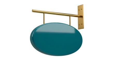 Teal Oval Hanging Sign with Gold Bracket oval sign
