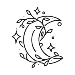 Mystical celestial design elements. Vector icon set with stars, crescent moons, constellations, and dividers for logos or spiritual decorations.