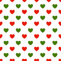 Red and green heart on white background.