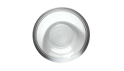 Clear glass bowl with concentric rings, view from above