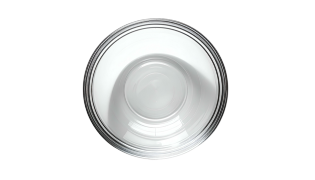 Clear glass bowl with concentric rings, view from above