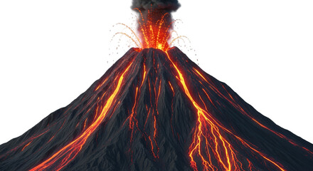 red volcano eruption