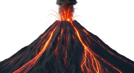red volcano eruption