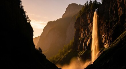 Golden Hour at Yosemite - A Breathtaking View of Bridalveil Fall.