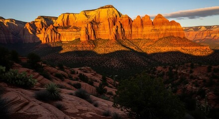 Golden Hour Illuminates Majestic Zion National Park Landscape.