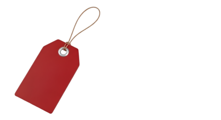 Red Rectangular Gift Tag with Twine on Black label