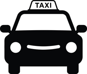 Illustration of taxi car icon, front view of vehicle