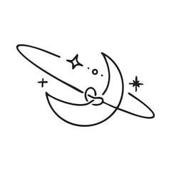 Mystical celestial design elements. Vector icon set with stars, crescent moons, constellations, and dividers for logos or spiritual decorations.