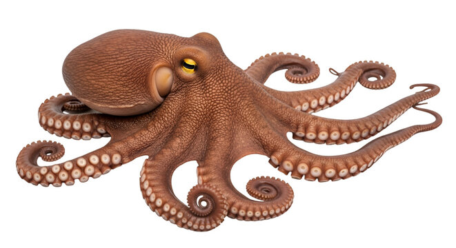 Brown Octopus with Eight Arms Spread Out cephalopod