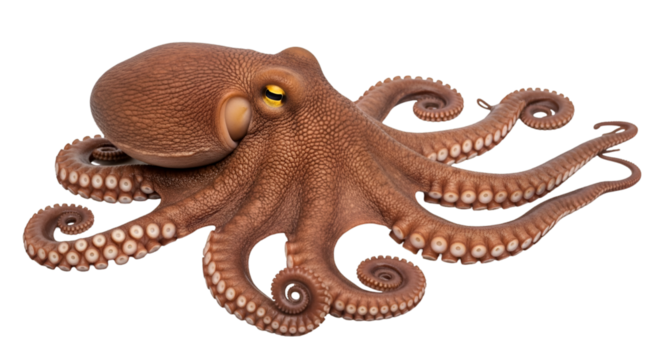 Brown Octopus with Eight Arms Spread Out cephalopod