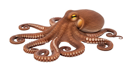 Brown Octopus with Yellow Eyes sea creature marine life