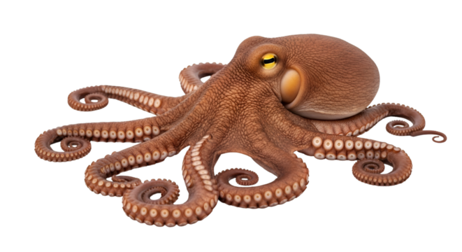 Brown Octopus with Yellow Eyes sea creature marine life
