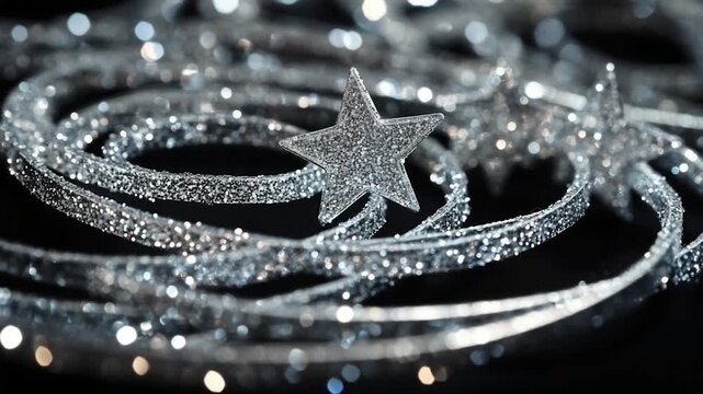 A close-up shot of a single star suspended from a thread, great for use in s or decorative designs