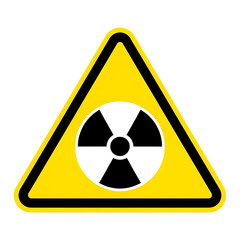 Fototapeta premium Yellow Triangle Warning Sign, radiation symbol in black and white, cutout, PNG isolated on white or transparent background