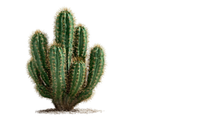 Green textured cactus with thorns isolated on a transperent background. Ideal for product staging, branding, and social media.