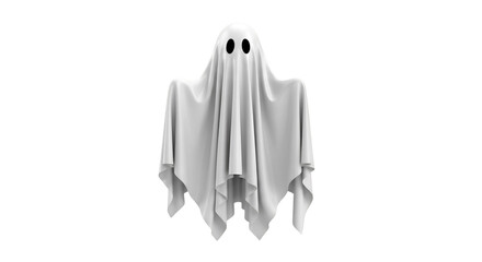 White ghost costume with eye holes on black background