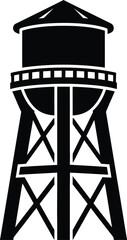 Illustration of black and white water tower illustration