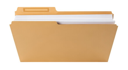 Open Manila Folder With Documents On White Background