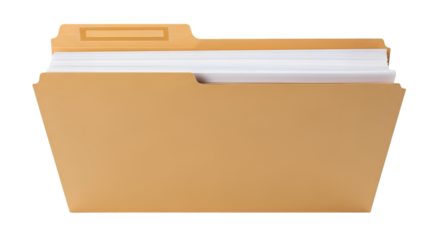 Open Manila Folder With Documents On White Background
