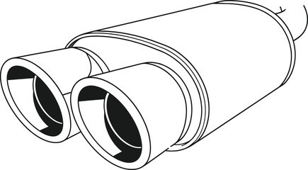 Illustration of dual exhaust pipe, a car part for performance