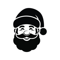Happy santa claus face silhouette festive christmas character icon isolated on white background