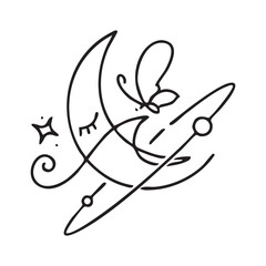 Mystical celestial design elements. Vector icon set with stars, crescent moons, constellations, and dividers for logos or spiritual decorations.