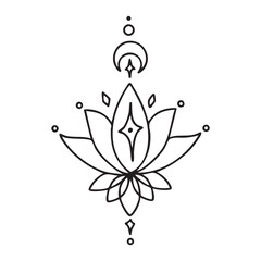 Mystical celestial design elements. Vector icon set with stars, crescent moons, constellations, and dividers for logos or spiritual decorations.